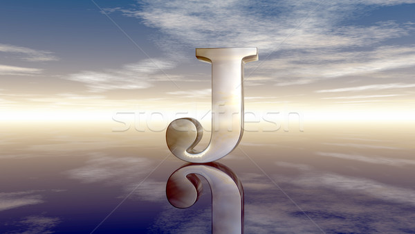 metal uppercase letter j under cloudy sky - 3d rendering Stock photo © drizzd