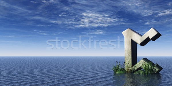 Wikinger rock Ozean 3D-Darstellung Wolken religiösen Stock foto © drizzd