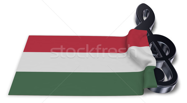 clef symbol symbol and hungarian flag - 3d rendering Stock photo © drizzd