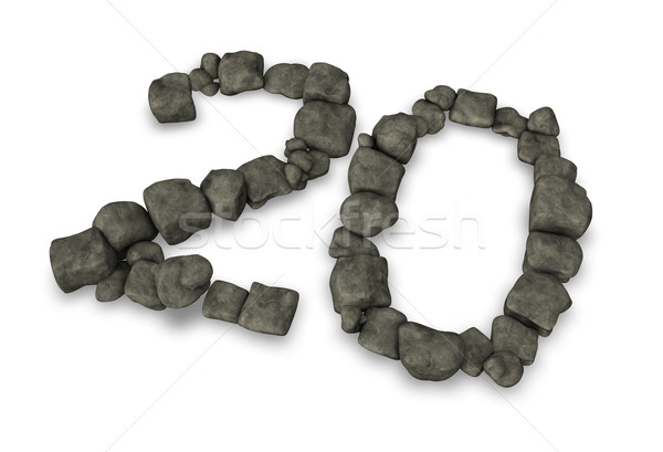 Zahl zwanzig Kieselsteine 3D-Darstellung Stein Jahrestag Stock foto © drizzd