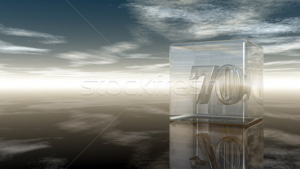 number seventy in glass cube under cloudy sky - 3d rendering Stock photo © drizzd