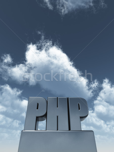 Php lettres nuageux ciel bleu 3d illustration ordinateur Photo stock © drizzd