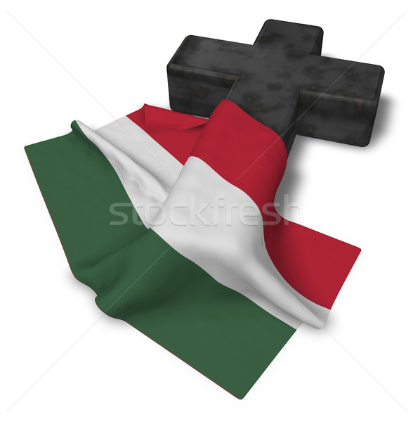 christian cross and flag of hungary - 3d rendering Stock photo © drizzd