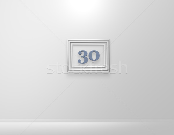 Trenta cornice numero bianco muro illustrazione 3d Foto d'archivio © drizzd
