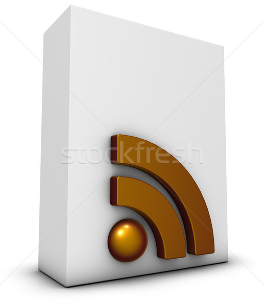 Rss cutie simbol alb 3D Imagine de stoc © drizzd