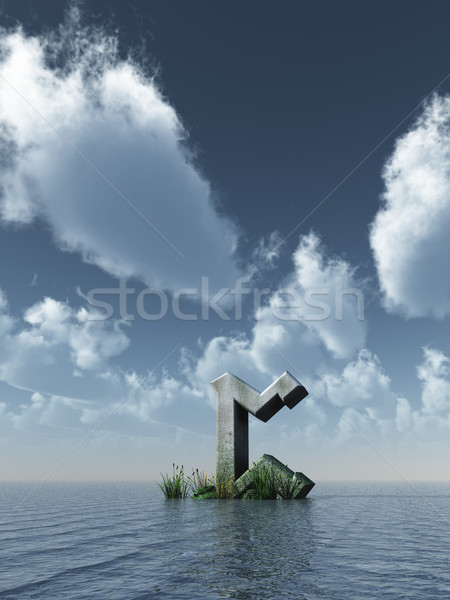 Viking kő óceán 3d illusztráció felhők vallásos Stock fotó © drizzd