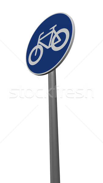 Stock fotó: útjelzés · bicikli · fehér · 3d · illusztráció · felirat · bicikli