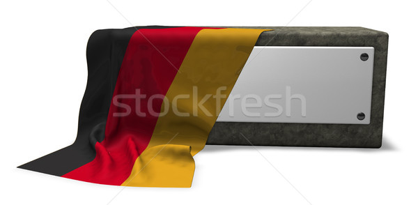 Kő foglalat üres tábla zászló 3D renderelt kép Stock fotó © drizzd