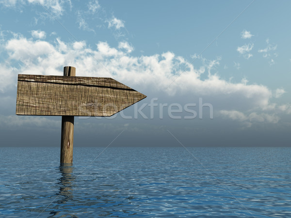Fa tábla víz 3d illusztráció felhők tenger óceán Stock fotó © drizzd