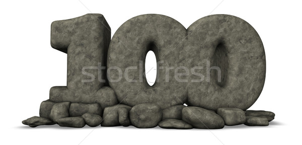 stone number hundred on white background - 3d rendering Stock photo © drizzd