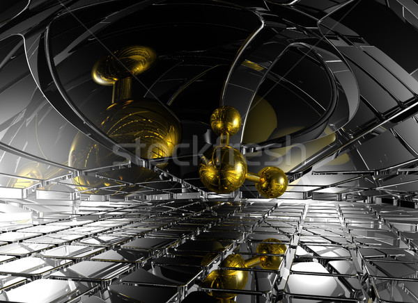 未來派 空間 3D 模型 網絡 商業照片 © drizzd