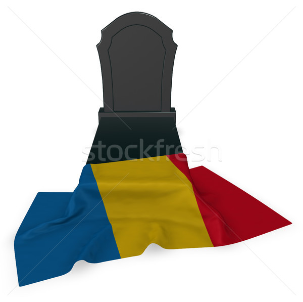 Stock fotó: Sírkő · zászló · 3D · renderelt · kép · halál · kő