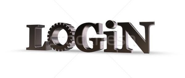 Mecânico login palavra engrenagem roda branco Foto stock © drizzd
