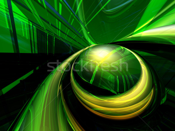 Foto d'archivio: Abstract · verde · futuristico · colorato · illustrazione · 3d · design