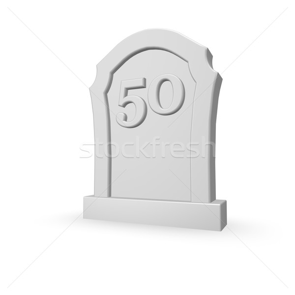 Foto stock: Cincuenta · lápida · sepulcral · número · blanco · 3d · muerte