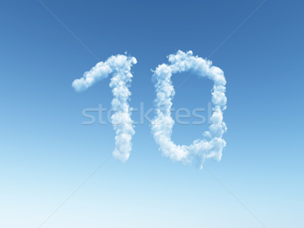 Nuageux dix nuages forme nombre 3d illustration [[stock_photo]] © drizzd