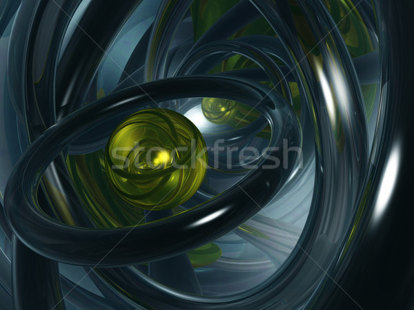 Mitte abstrakten futuristisch Ringe Bereich 3D-Darstellung Stock foto © drizzd