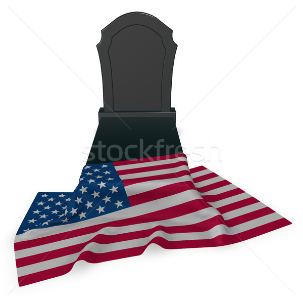 gravestone and flag of the usa - 3d rendering Stock photo © drizzd