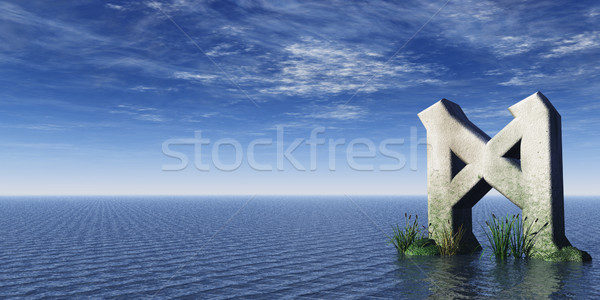 Viking stâncă ocean ilustrare 3d nori religios Imagine de stoc © drizzd