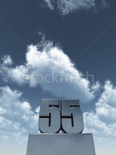 металл пятьдесят пять облачный Blue Sky 3d иллюстрации Сток-фото © drizzd