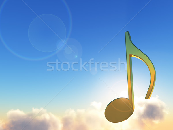 Muzyki Uwaga niebo niebiański dźwięku 3d ilustracji Zdjęcia stock © drizzd