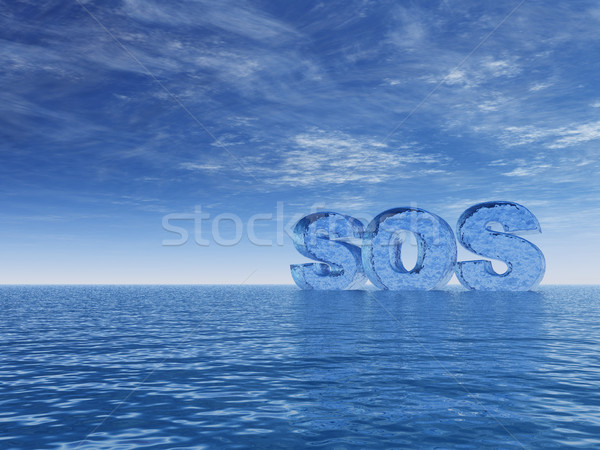 Sos szó óceán 3d illusztráció víz tenger Stock fotó © drizzd