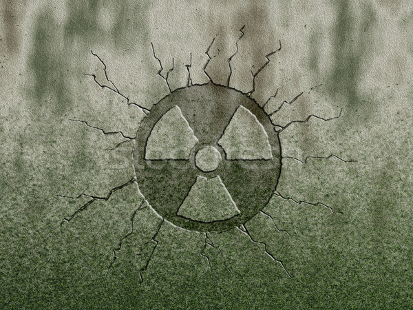 Radyoaktif simge taş duvar teknoloji sanayi Stok fotoğraf © drizzd