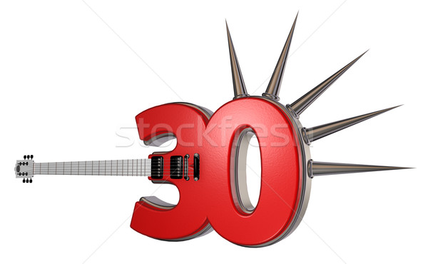 Zahl dreißig Gitarre weiß 3D-Darstellung Metall Stock foto © drizzd