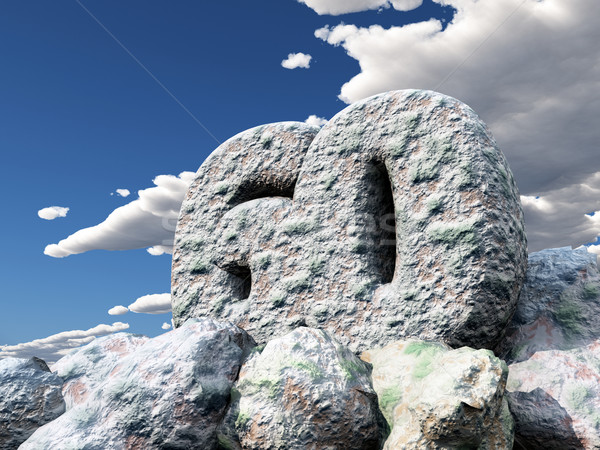 Aantal zestig rock bewolkt blauwe hemel 3d illustration Stockfoto © drizzd