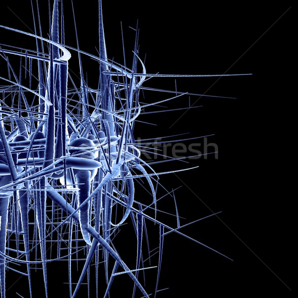 Abstrakten blau Tentakel schwarz 3D-Darstellung Bau Stock foto © drizzd