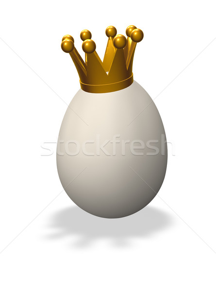 Yumurta kral beyaz taç 3d illustration tavuk Stok fotoğraf © drizzd
