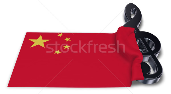 Stock photo: clef symbol symbol and flag of china - 3d rendering