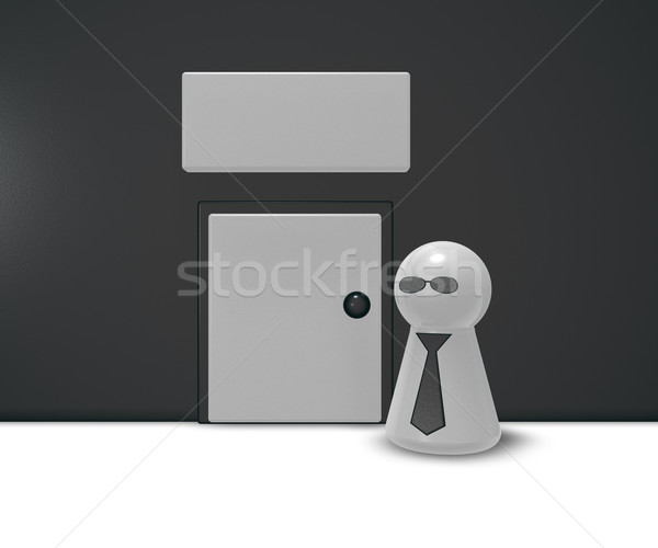 Türsteher spielen Figur Krawatte Tür 3D-Darstellung Stock foto © drizzd
