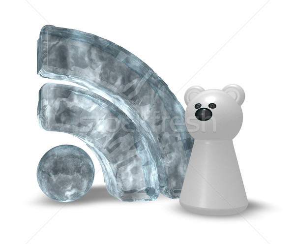 Polar rss eingefroren Symbol Eisbär 3D-Darstellung Stock foto © drizzd