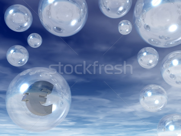 Euro Blase Seifenblase Symbol innerhalb 3D-Darstellung Stock foto © drizzd
