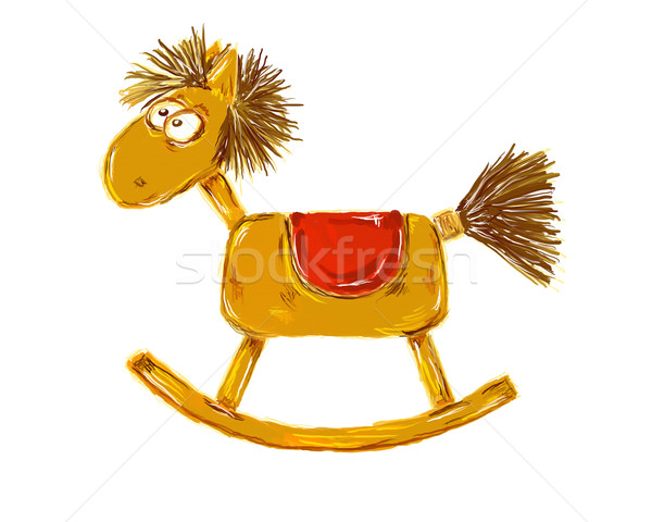 Koń na biegunach malowany biały szczęśliwy zabawy dziecko Zdjęcia stock © drizzd