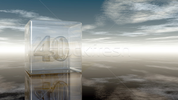 Stockfoto: Aantal · veertig · glas · kubus · bewolkt · hemel