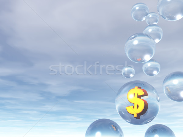 Dollarzeichen golden 3D-Darstellung Business Himmel Wasser Stock foto © drizzd