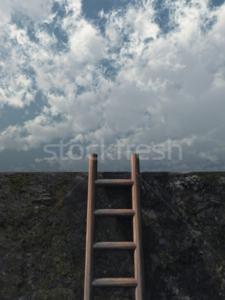 Scapa scară perete noros cer ilustrare 3d Imagine de stoc © drizzd