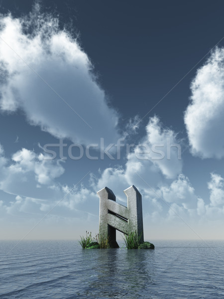 Viking rocha oceano ilustração 3d nuvens religioso Foto stock © drizzd