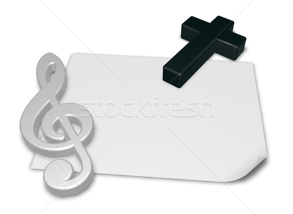 clef and cross - 3d rendering Stock photo © drizzd