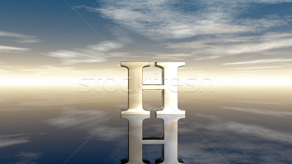 Fém h betű felhős égbolt 3D renderelt kép Stock fotó © drizzd