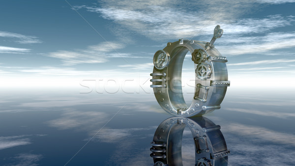 machine letter o under cloudy sky - 3d illustration Stock photo © drizzd