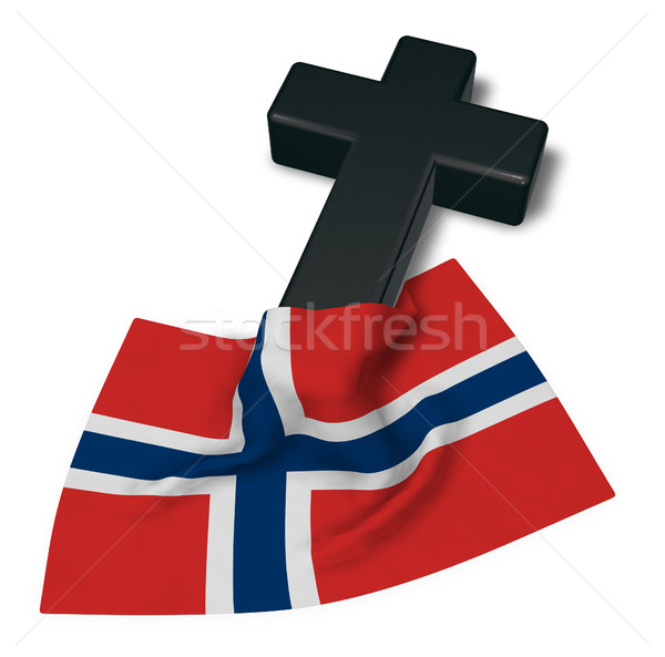 christian cross and flag of norway - 3d rendering Stock photo © drizzd