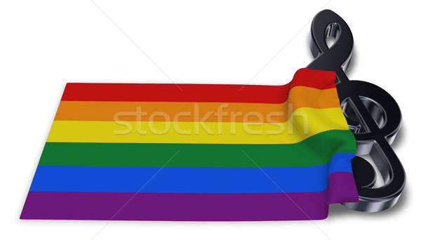 clef symbol and rainbow flag - 3d rendering Stock photo © drizzd