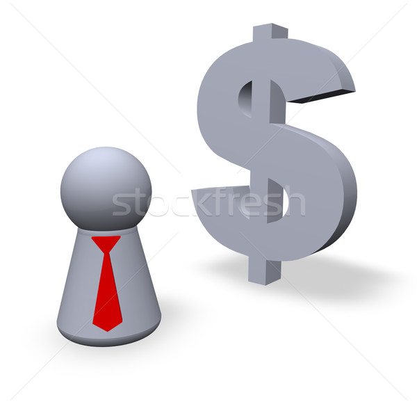 Dollar symbol in 3d and play figure with red tie Stock photo © drizzd