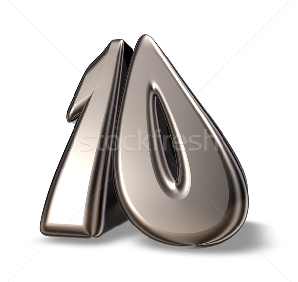 Nombre dix métal blanche 3d illustration anniversaire [[stock_photo]] © drizzd