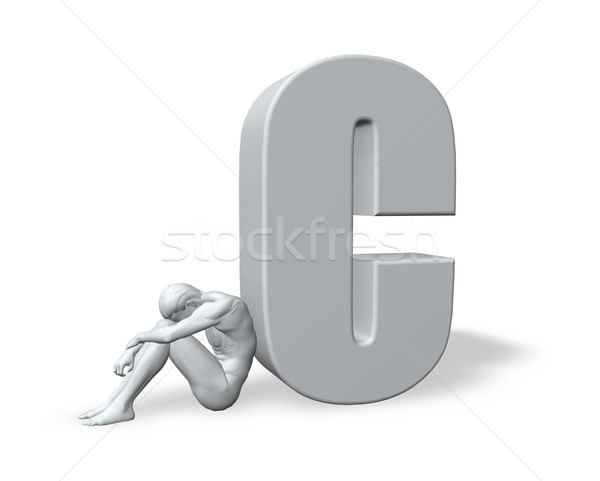 sitting man leans on uppercase letter C Stock photo © drizzd