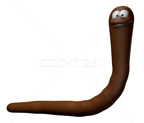 Stockfoto: Grappig · regenworm · cartoon · worm · 3d · illustration · ogen