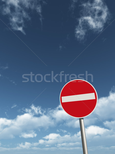 Nem belépés útjelzés felhős kék ég 3d illusztráció Stock fotó © drizzd
